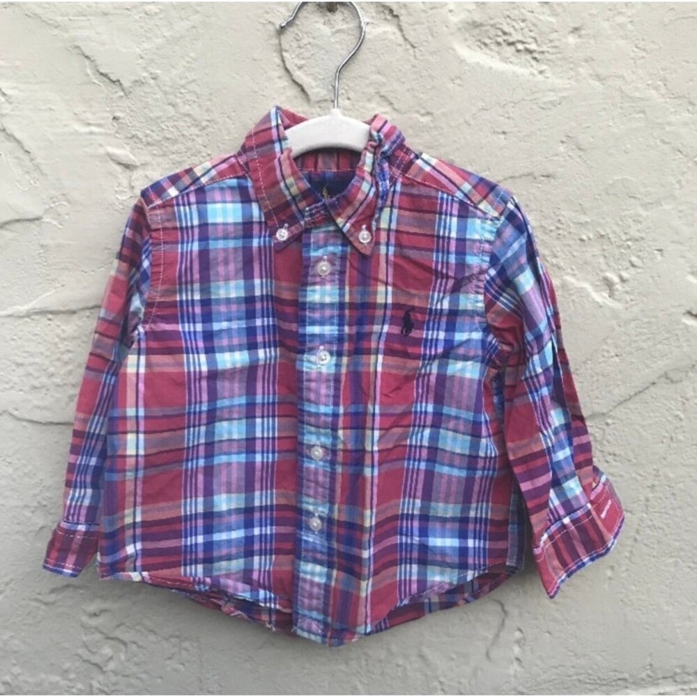 Ralph Lauren 12 month boys plaid button down long sleeve shirt